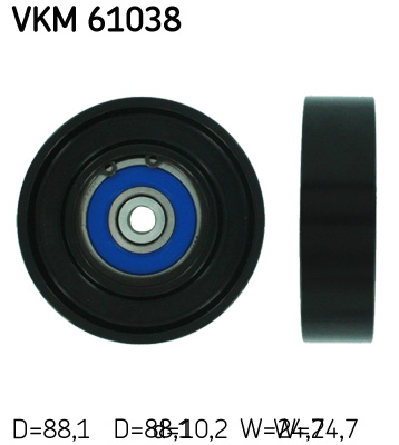 Deflection/Guide Pulley, V-ribbed belt - VKM 61038 SKF